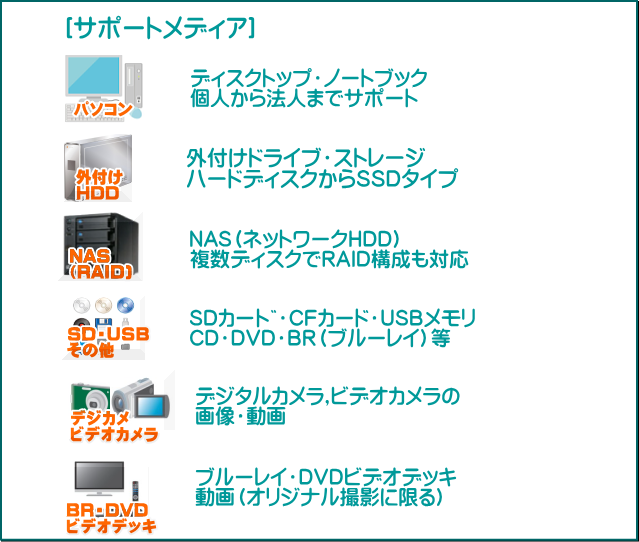 主な救出メディア
